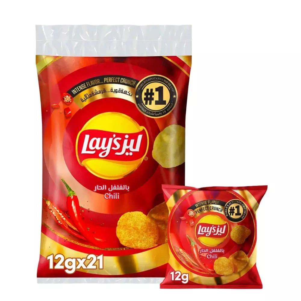 Lays Chili Flavored Potato Chips-21X12gms
