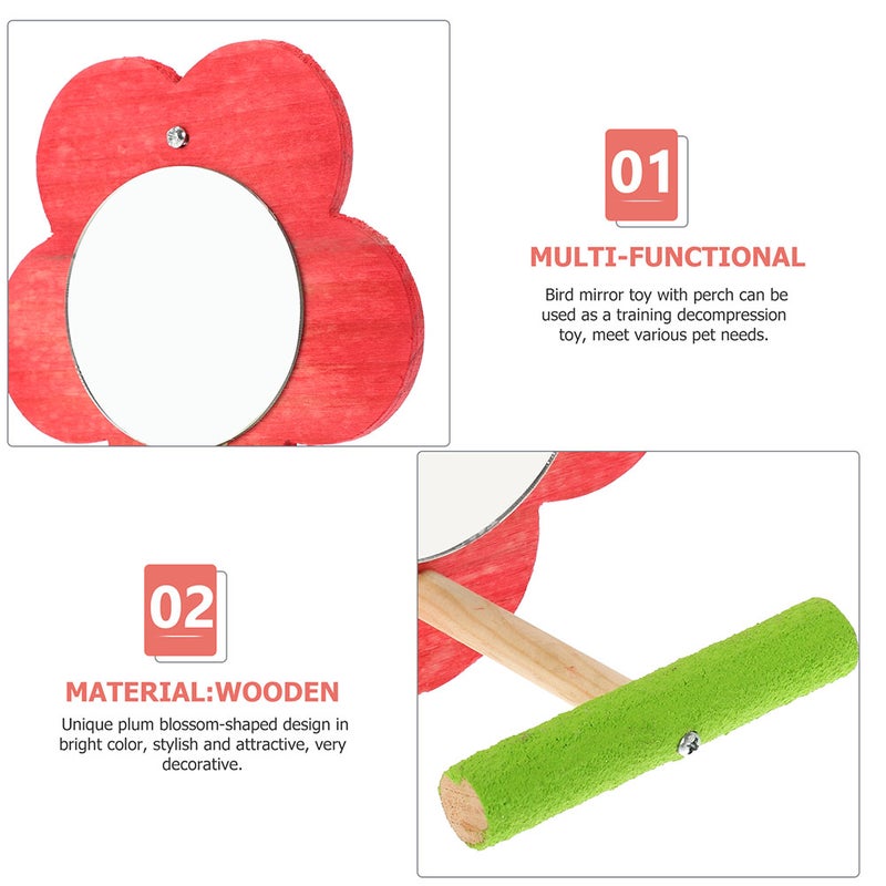2pcs Bird Mirror Toy with Perch Stand Parrot Parakeet Mirror with Bird Perch Bird Cage Accessories - Image 4
