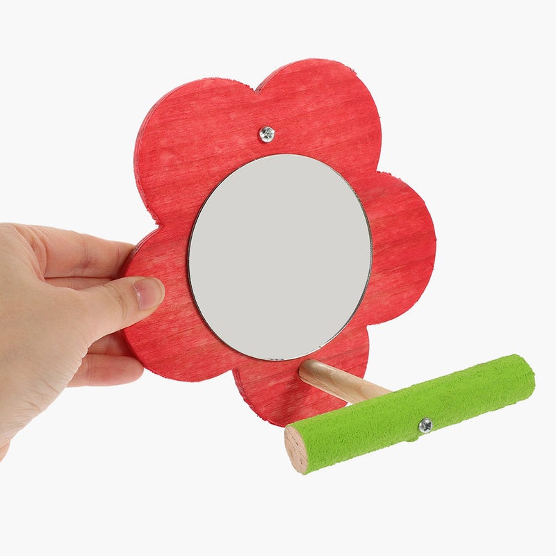 2pcs Bird Mirror Toy with Perch Stand Parrot Parakeet Mirror with Bird Perch Bird Cage Accessories - Image 2