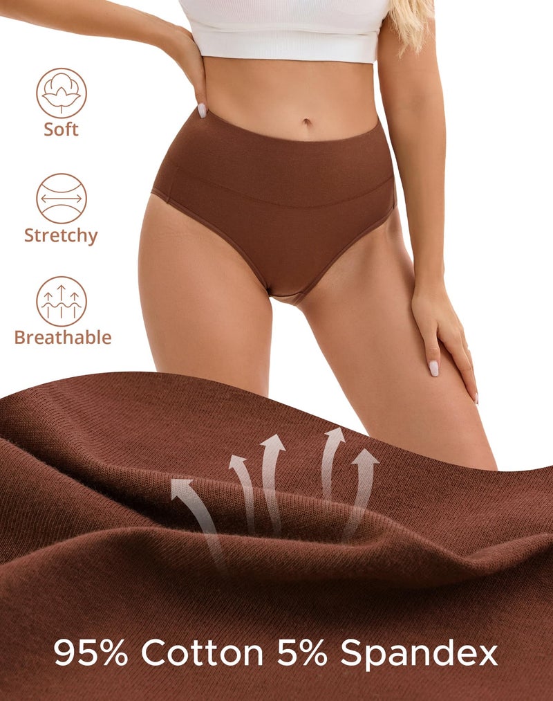 INNERSY Women's Underwear Cotton Soft Underwear High Waisted Breathable Briefs 5 Pack(Large, Classic Vintage) - Image 4