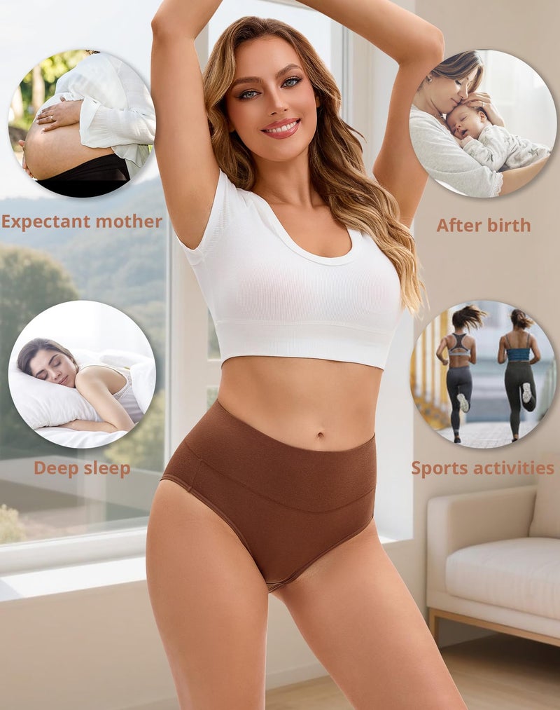 INNERSY Women's Underwear Cotton Soft Underwear High Waisted Breathable Briefs 5 Pack(Large, Classic Vintage) - Image 5