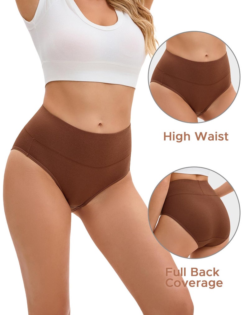 INNERSY Women's Underwear Cotton Soft Underwear High Waisted Breathable Briefs 5 Pack(Large, Classic Vintage) - Image 2