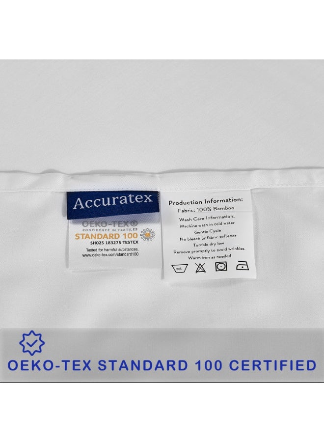 ACCURATEX أغطية وسائد مبردة - مجموعة من قطعتين، غطاء وسادة ناعم وقابل للتنفس مع إغلاق مغلف، مصنوع من رايون الخيزران، حريري الملمس لحماية الشعر والبشرة، هدية مثالية، لون أبيض، 50 × 75 سم - Image 5