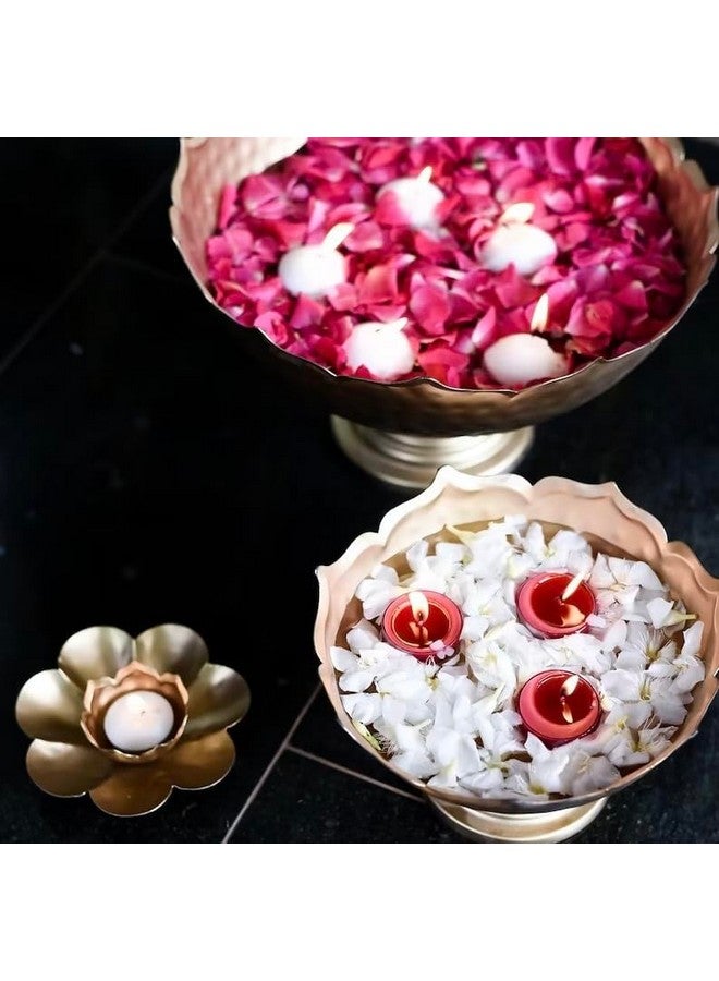 FUNTEREST Handcrafted Metal Decorative Bowl Diya Rangoli Bowls for Floating Flowers with T- Light Candles | Diwali Diya Bowl | Decorative Candle Holder for Navratri Puja (Bowl) - Image 4
