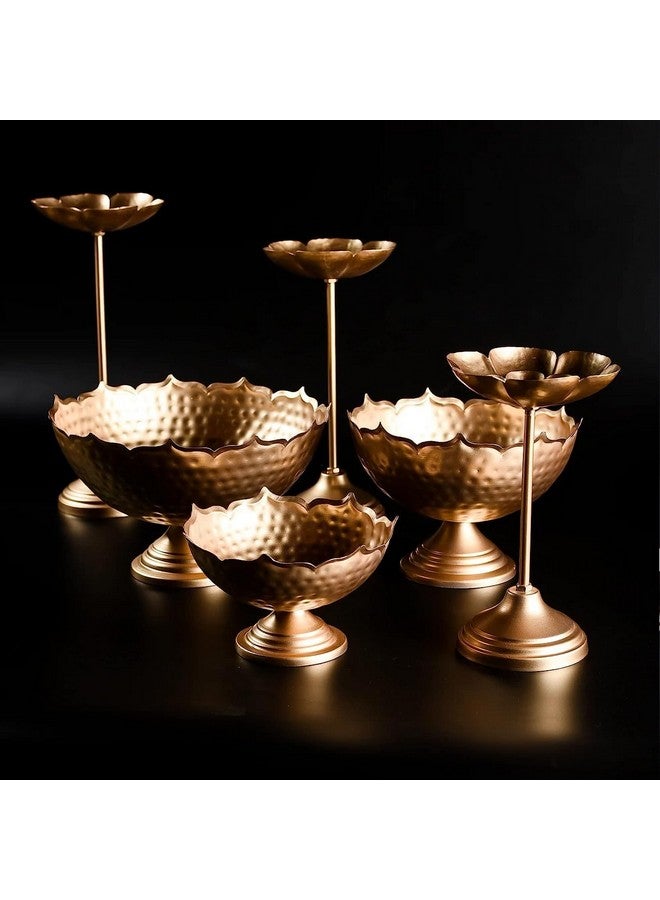 FUNTEREST Handcrafted Metal Decorative Bowl Diya Rangoli Bowls for Floating Flowers with T- Light Candles | Diwali Diya Bowl | Decorative Candle Holder for Navratri Puja (Bowl) - Image 2