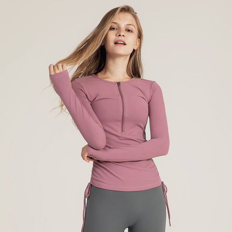 Generic New Womens Slim Fit Yoga Jacket Breathable Running Top Gray purple  - Image 1