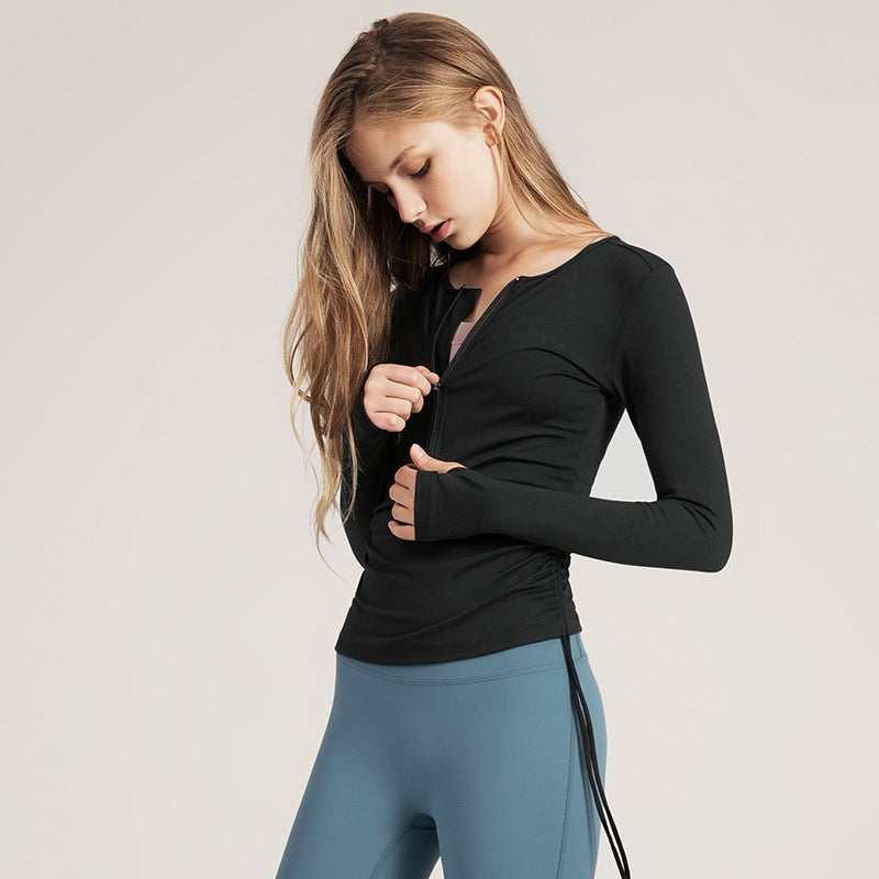 Generic New Womens Slim Fit Yoga Jacket Breathable Running Top Gray purple  - Image 2