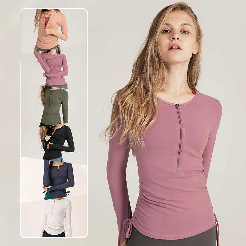 Generic New Womens Slim Fit Yoga Jacket Breathable Running Top Gray purple  - Image 5