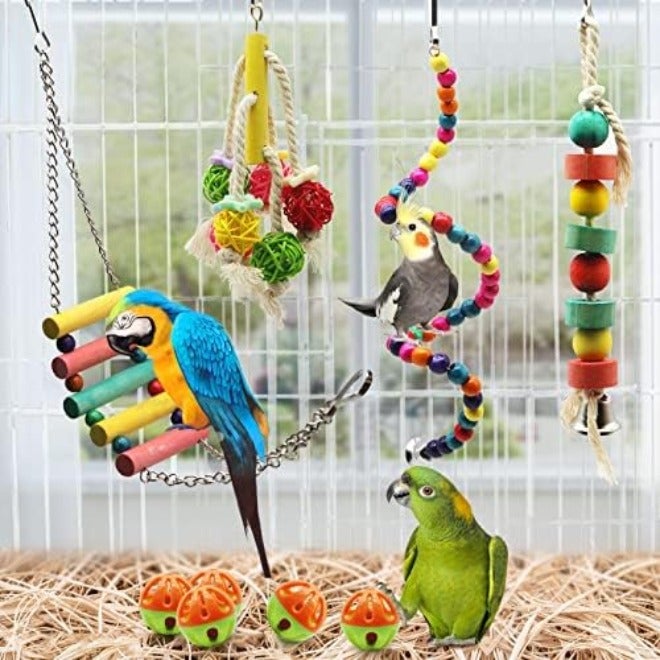 MQUPIN 12-Pack Bird Swing Toys, Hanging Chewing Ladders & Perches for Small  Parrots - Image 4