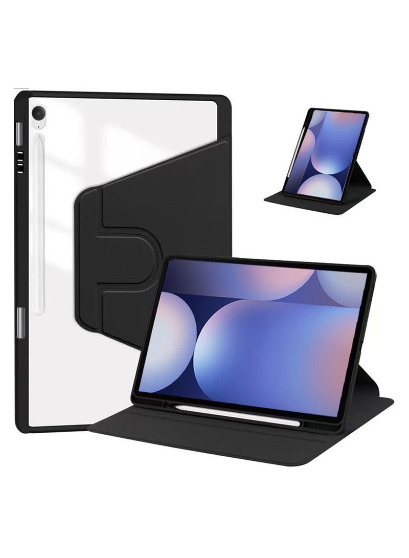 Case for Samsung Galaxy Tab S10 FE / S9 / S9 FE ，Tablet Protective Case  , Acrylic 360 ° Rotating Design, Automatic Wake-up/sleep, Soft Leather,Black - Image 1