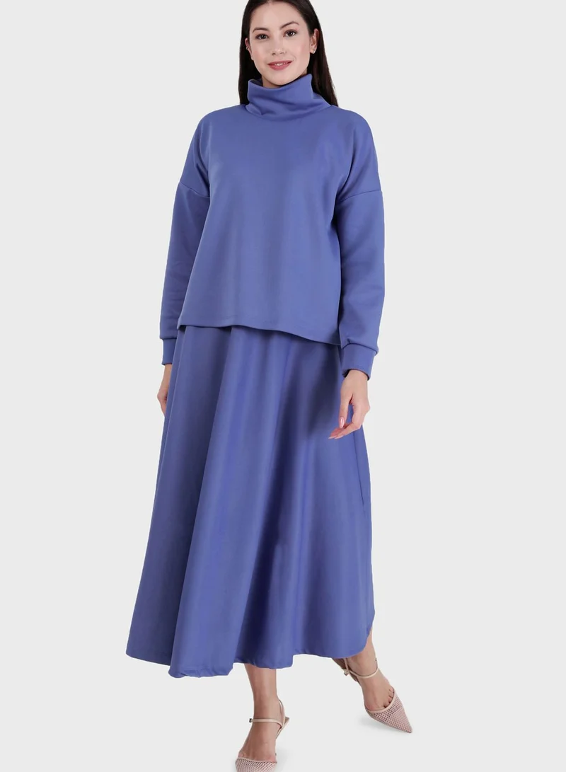 Refka by modanisa High Neck Top & Skirt Set