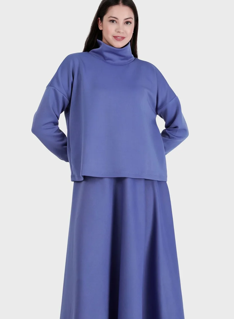 Refka by modanisa High Neck Top & Skirt Set