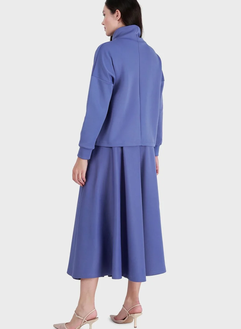 Refka by modanisa High Neck Top & Skirt Set