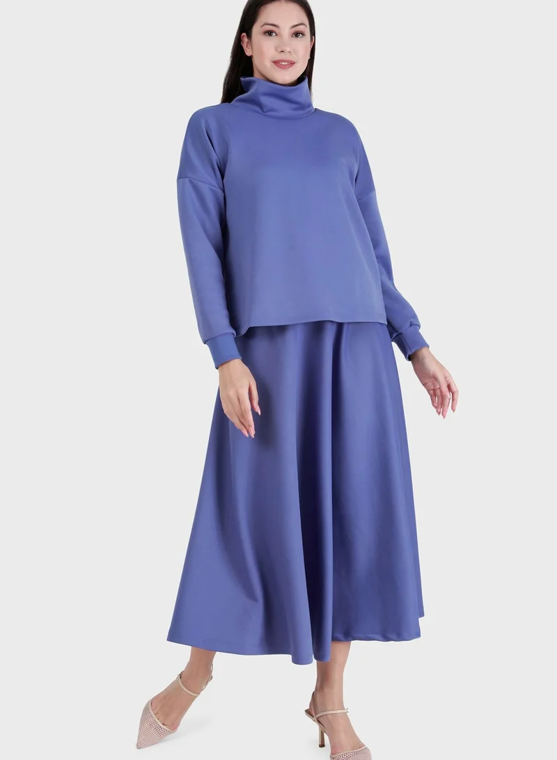 Refka by modanisa High Neck Top & Skirt Set