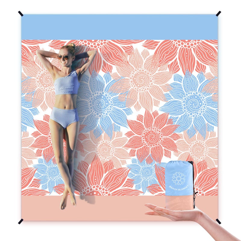 HIHOHO Beach Blanket Waterproof Sandproof Extra Large Beach Mat 79" X 83"/120"x108"for 1-8 Adults Quick Drying Durable Outdoor Picnic Mat for Beach Travel Camping Hiking - Image 1