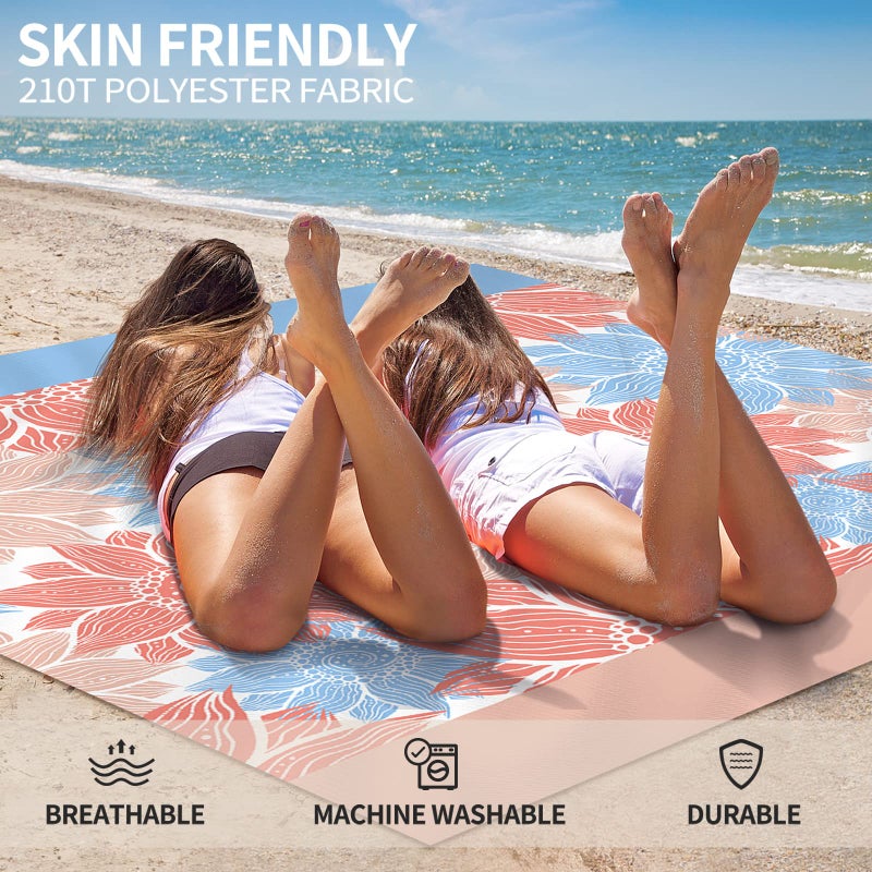 HIHOHO Beach Blanket Waterproof Sandproof Extra Large Beach Mat 79" X 83"/120"x108"for 1-8 Adults Quick Drying Durable Outdoor Picnic Mat for Beach Travel Camping Hiking - Image 4