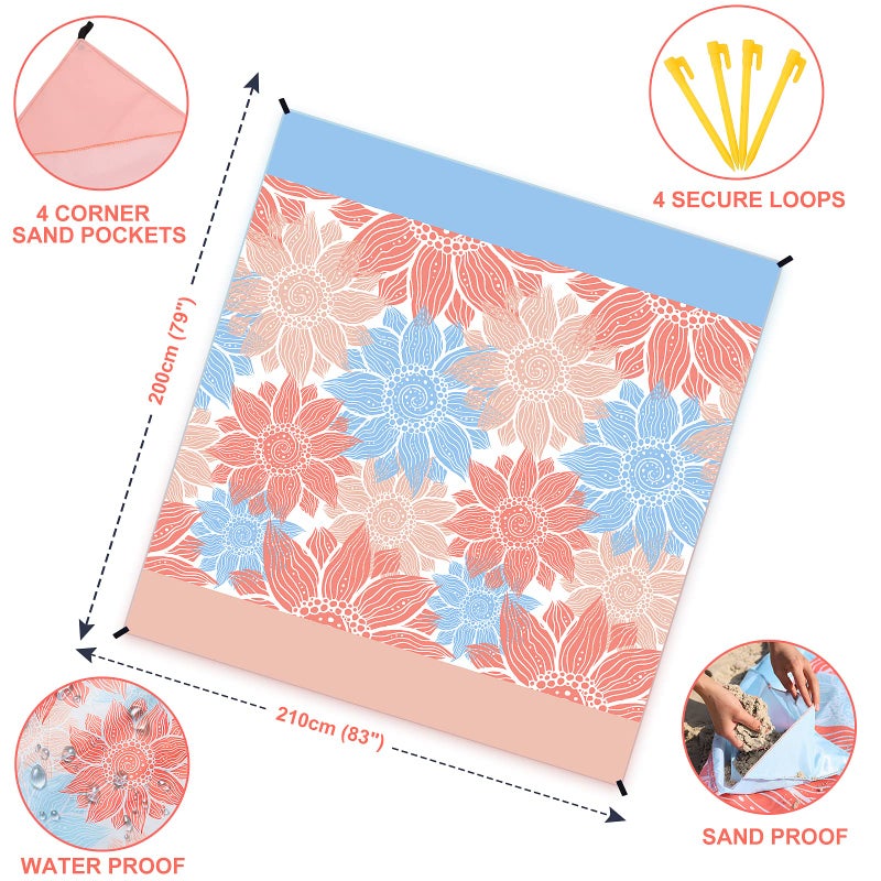 HIHOHO Beach Blanket Waterproof Sandproof Extra Large Beach Mat 79" X 83"/120"x108"for 1-8 Adults Quick Drying Durable Outdoor Picnic Mat for Beach Travel Camping Hiking - Image 2