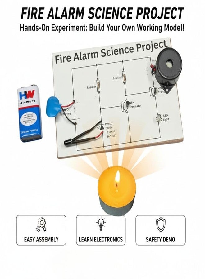 ESPtronics مجموعة مشروع علمي جاهز من ESPtronics لجهاز إنذار حريق يمكنك تركيبه بنفسك، مناسبة لطلاب المدارس، تجربة فيزيائية تعليمية STEM، نموذج عملي لطلاب الصف الثاني عشر. - Image 3