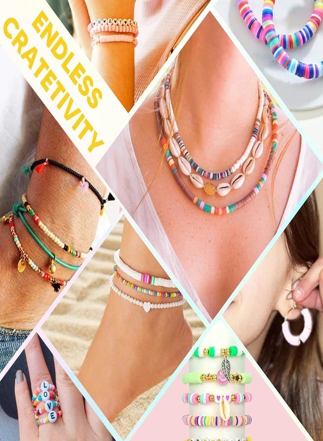 TREXEE DIY Beads for Bracelet Making Kit, 6000pcs+ 24-Color Set with Letter Beads, Heart Smile Face Gold Color, Charms, beads Kit For Jewellery Making Kit Tools for Jewelry DIY Crafts, Gift for Girls Women - Image 5
