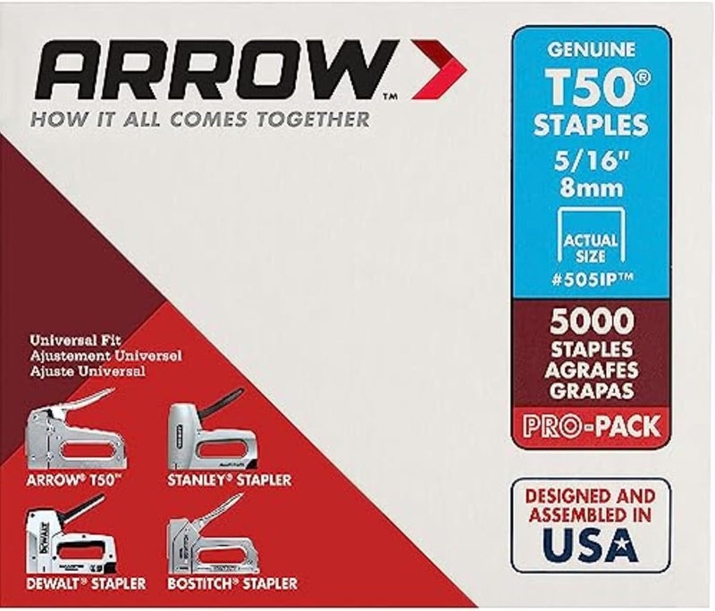 Arrow Fastener 505IP Genuine T50 5/16-Inch Heavy-Duty Staples, 5000-Pack - Image 1