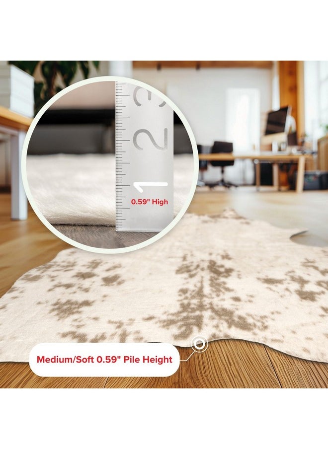 nuLOOM - Marcia Machine Washable Faux Cowhide Area Rug, Shaped 5X7, Off-White - Image 1