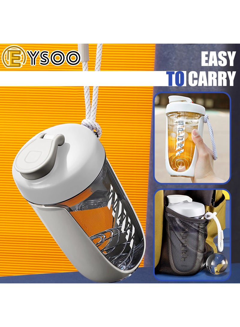  إيسو زجاجة رج البروتينزجاجة خلط البروتين EYSOO® - كوب خلط مشروب البروتين سعة 20 أونصة - زجاجة خلط لمزجات البروتين مقاومة للتسرب وخالية من مادة BPA - شاكر بروتين محمول مع كرة خلط لتمارين الجيم واللياقة (أبيض) - Image 4