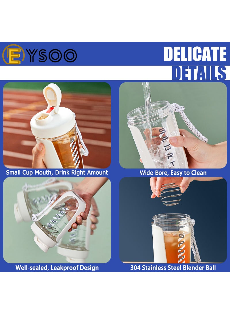  إيسو زجاجة رج البروتينزجاجة خلط البروتين EYSOO® - كوب خلط مشروب البروتين سعة 20 أونصة - زجاجة خلط لمزجات البروتين مقاومة للتسرب وخالية من مادة BPA - شاكر بروتين محمول مع كرة خلط لتمارين الجيم واللياقة (أبيض) - Image 5