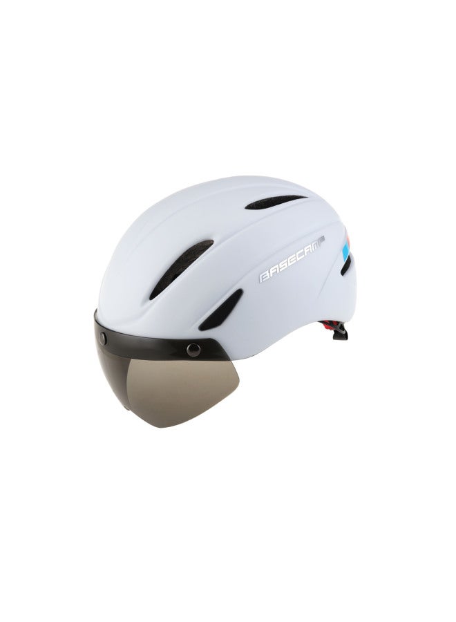 White Cycling Helmet With Goggles Integrated Road Mountain Bike Bicycle Helmet City Commuter Breathable Helmet