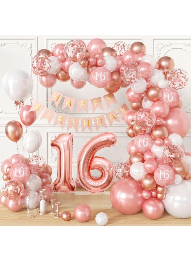 Sllyfo Sllyfo 100pcs Sweet 16 Party Decorations,16th Birthday Decorations for Girls,sweet 16 Balloons 18/12/10/5 Inches for Garland Arch,Sweet Sixteen Party Decorations (16)  - Image 1