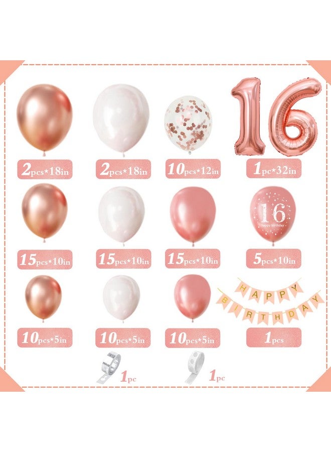 Sllyfo Sllyfo 100pcs Sweet 16 Party Decorations,16th Birthday Decorations for Girls,sweet 16 Balloons 18/12/10/5 Inches for Garland Arch,Sweet Sixteen Party Decorations (16)  - Image 4
