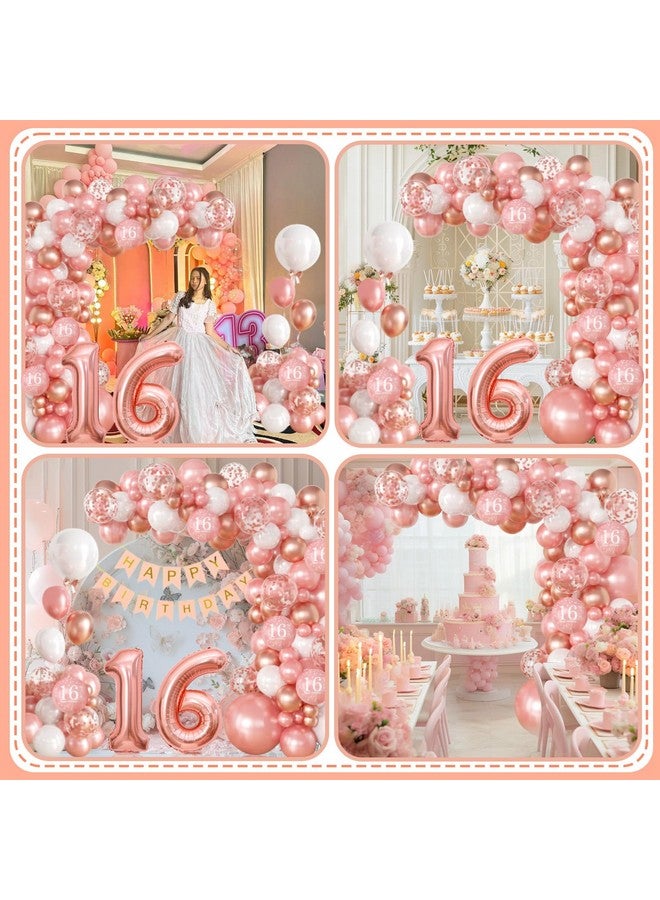 Sllyfo Sllyfo 100pcs Sweet 16 Party Decorations,16th Birthday Decorations for Girls,sweet 16 Balloons 18/12/10/5 Inches for Garland Arch,Sweet Sixteen Party Decorations (16)  - Image 3