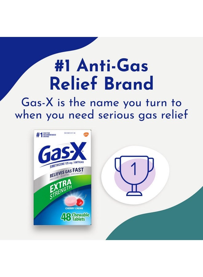Gas-X Extra Strength Chewable Gas Relief Tablets with Simethicone 125 mg, Cherry - 48 Count - Image 3