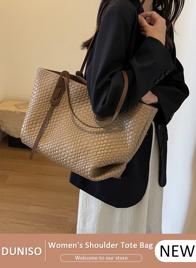 DUNISO Women's Shoulder Tote Bag Faux Leather Handbag for Women Large Capacity Messenger Bag, Fashionable Travel Shoulder Bag for Ladies Girls College Students - Image 1