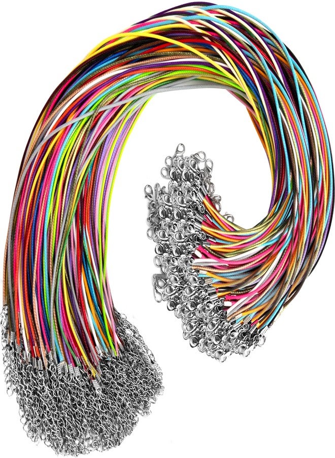 DHOOZ 100Pcs Leather Necklace Cord with Clasps, Rope Necklace String, 25Color Necklace Cords for Pendants, 19.7" Premium Necklace Chains for Jewelry Making Supplies, 1.5mm Waxed Necklace Bracelet Cord DHOOZ - Image 1