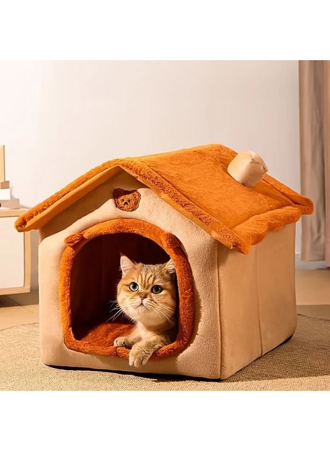 Small Cozy Cat Cottage Bed Soft Warm Washable Pet House For Cats And Small Dogs - Image 3