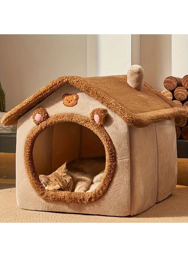 Small Cozy Cat Cottage Bed Soft Warm Washable Pet House For Cats And Small Dogs - Image 2