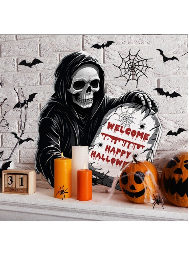 JCB CHIC Scary Halloween Stickers, Black Skull Ghost and Bats and cobwebs for Window Wall Door and Background Decor, Large Horror Window Clings for Halloween Decoration Haunted House Prop - Image 3