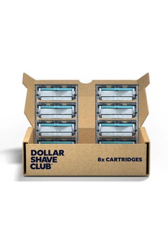 Dollar Shave Club  4 Blade Razor Refills 8 Pack  Swift Rinse Blades for Longer and Thicker Hair