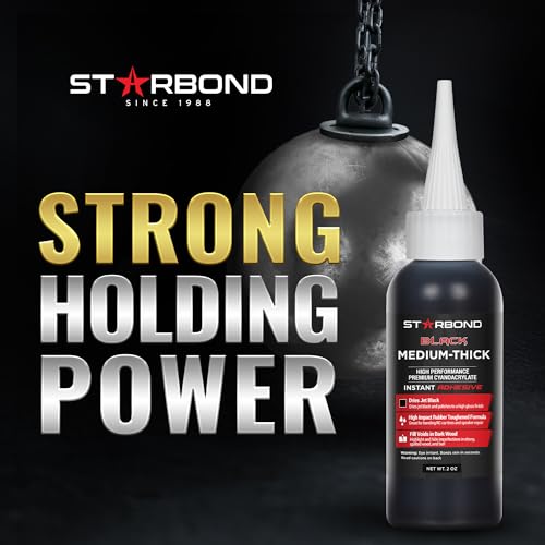 STARBOND 2 oz Black Medium-Thick Premium CA Glue, 6 oz Aerosol Accelerator Bundle, Cyanoacrylate Adhesive Super Glues, for Woodworking, Wood Knots and Voids, Woodturning, Guitar, Hobby - Image 4