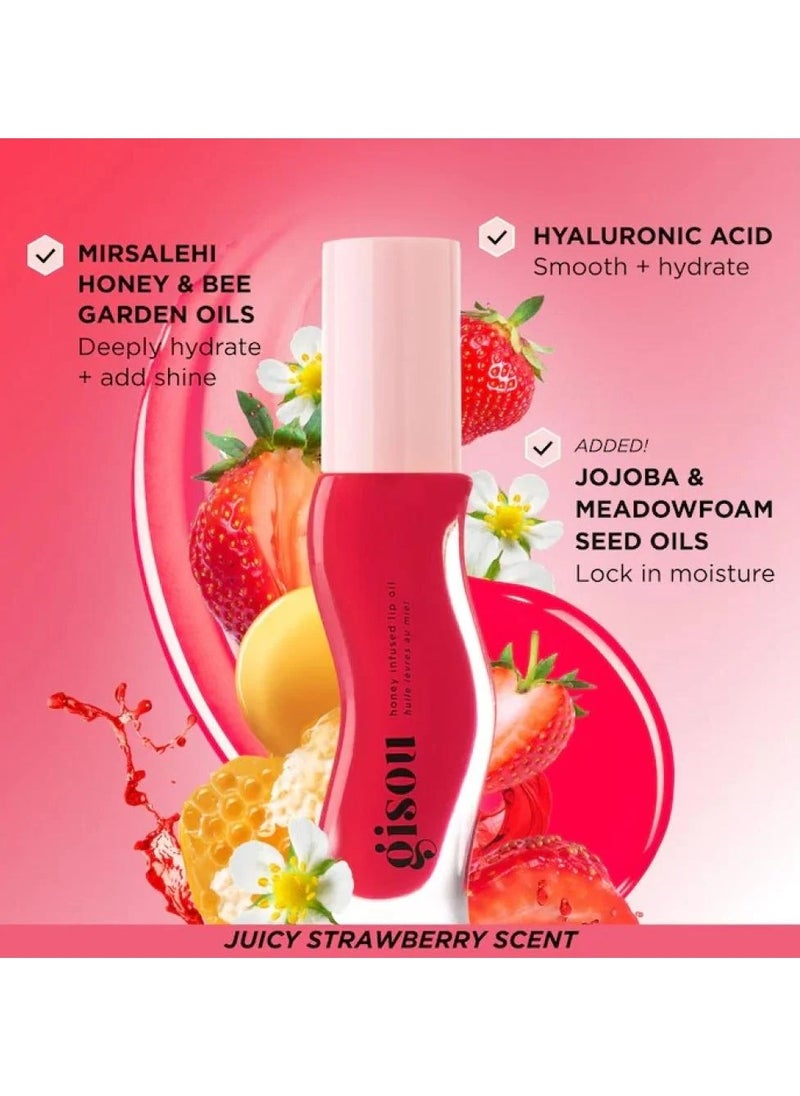 Gisou Gisou Honey Infused Hydrating Lip Oil - Strawberry Sorbet  - Image 2