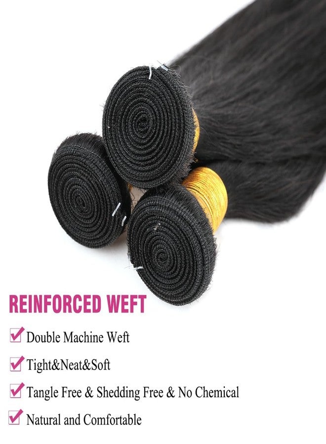 AUTTO Human Hair Bundles Brazilian Straight Human Hair One Bundle 24inch 100% Unprocessed Virgin Human Hair Straight Weave Bundle RawBundle Deals Natural Black for woman - Image 3