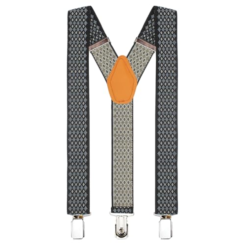 Peluche Cut Black Coloured 3.5cm Strap Width Elastic Suspenders for Men - Image 4