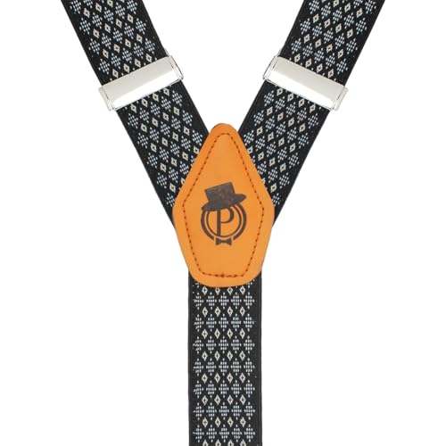 Peluche Cut Black Coloured 3.5cm Strap Width Elastic Suspenders for Men - Image 5