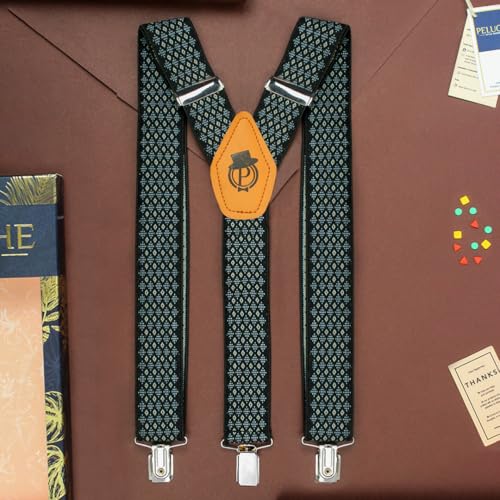 Peluche Cut Black Coloured 3.5cm Strap Width Elastic Suspenders for Men - Image 2