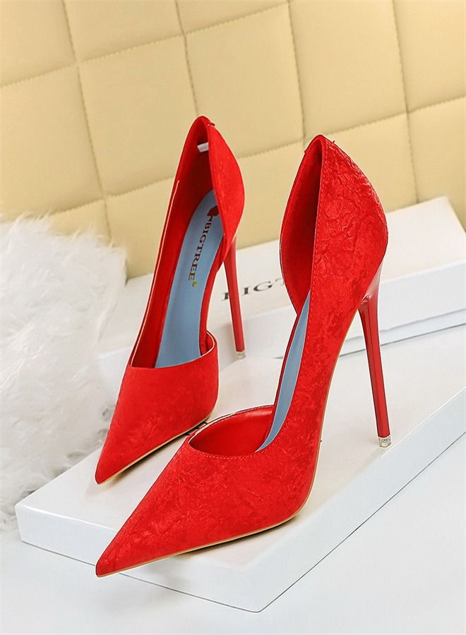 BIGTREE Fashion Pointed High Heels 10.5CM Red