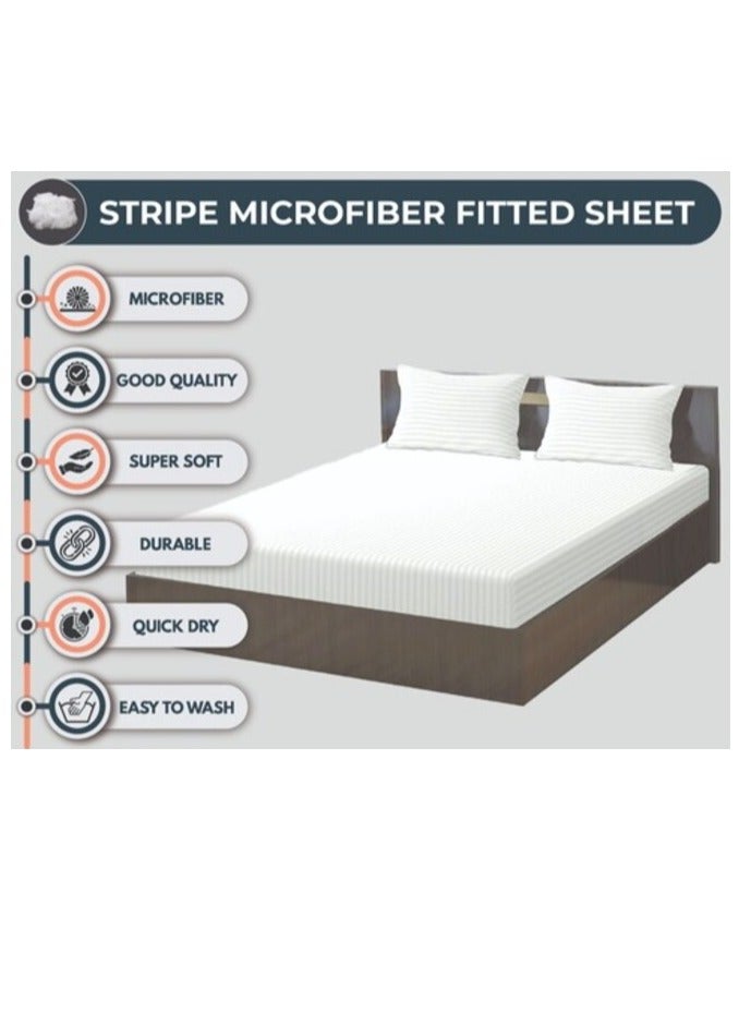 بروماس ملاءة جاهزة من الألياف الدقيقة المخططة - مفردة 90 × 190 سم - Image 4