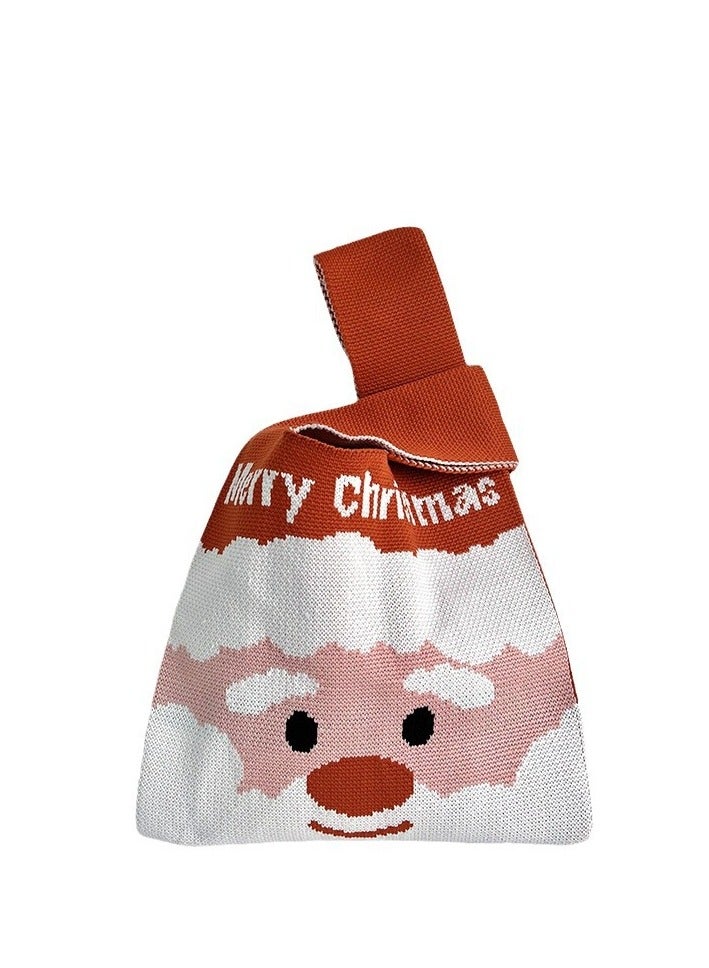 حقيبة حلوى محبوكة لطيفة لعيد الميلاد، حقيبة كتف، حقيبة توت، حقيبة يد مع معصم، حقيبة محبوكة فاخرة. - Image 1