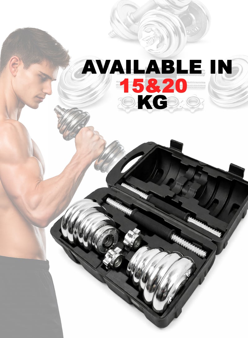 DBLEW Adjustable Weightlifting Dumbbells Set with Non-Slip Rod and Barbells for Home Gym Exercise 15 Kg - Image 4