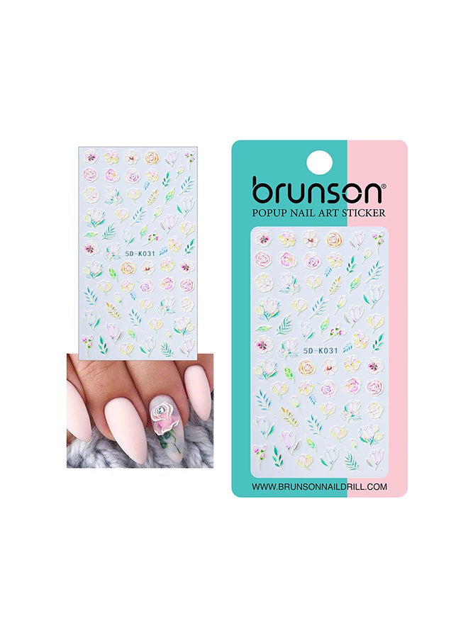 5D Flower Decals Exquisite Self Adhesive Nail Art Decoration Stickers 5D-k031