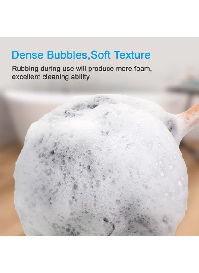AmazerBath - Shower Sponge Loofah Back Scrubber, PE Soft Mesh Loofah Body Scrubber with Long Wooden Handle, Bath Sponge for Men Women (Black) - Image 1